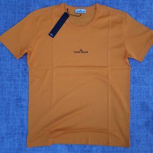 Stone Island Men Back and Front Printed Orange Tee